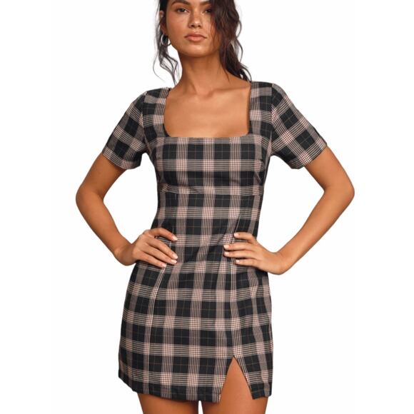 Lulus Extra Credit Plaid Dark Academia Mini Dress - Picture 3 of 11